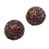 2pc Purple & Gold Kashmiri Beads With AB glass