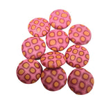 15mm Disc Shaped Pink & Orange  Handmade Polymer Clay Beads