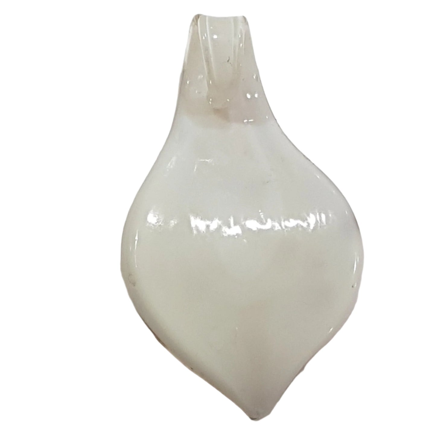 White & Gold Leaf Shaped Lampwork Glass Pendant