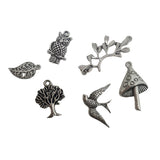 6pc Silver Nature Charms