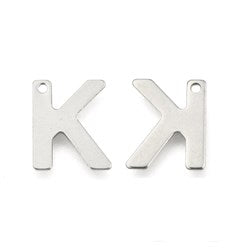 10pc Letter K Stainless Steel Charms