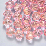 10pc Two Tone Glitter Pink Glass Beads