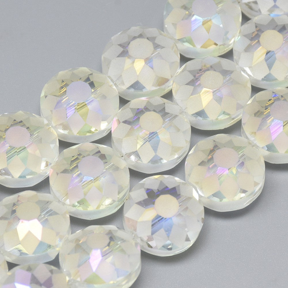 6pc Round Etched Crystal Glass Beads