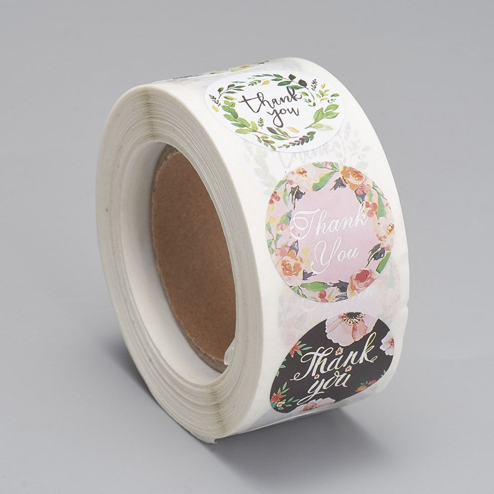 500pc Floral Thank You Stickers