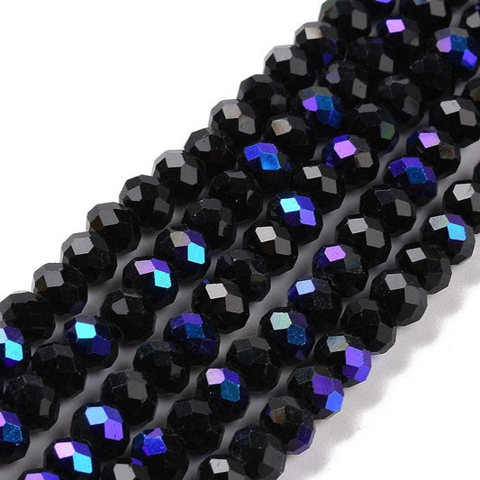 Black Electroplated Crystal Rondelle Beads Approx 123 beads