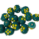 CLEARANCE! 14PC 20mm Floral Lampwork Beads