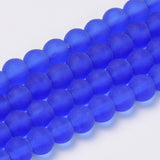6mm Blue Frosted Glass Beads