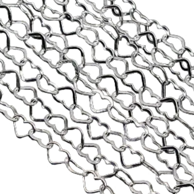 1M Silver Heart Chain
