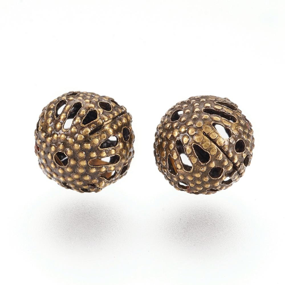 25pc Bronze Filigree Round Beads 8mm