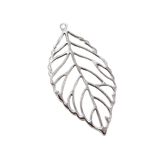 10pc 5cm Bright Silver Leaf Pendants