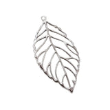 10pc 5cm Bright Silver Leaf Pendants