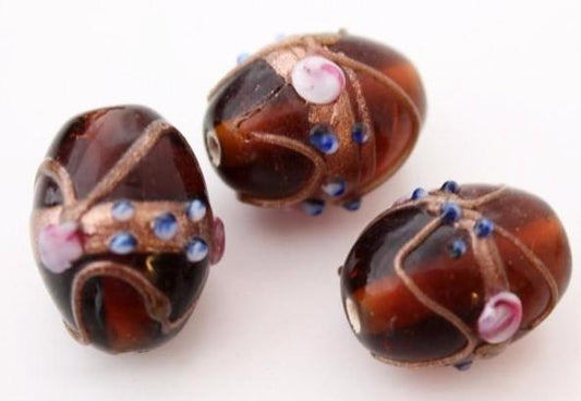 5pc Large Brown Oval Wedding Cake Beads