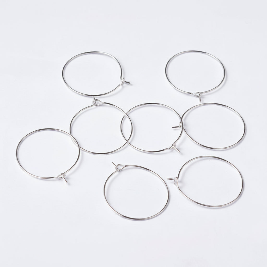 12pc Silver Wine Charm/Earring Hoop Rings