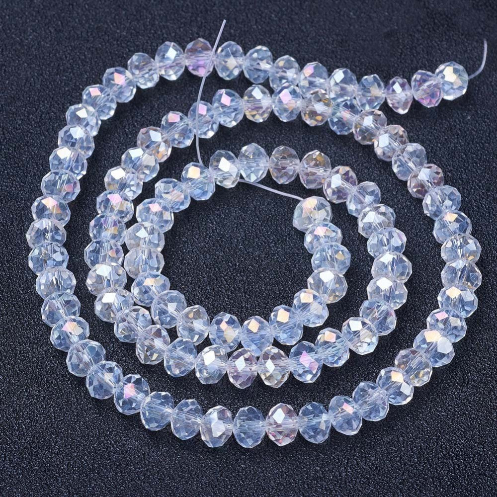 6x5mm Clear Crystal AB Rondelle Beads Approx 89 beads