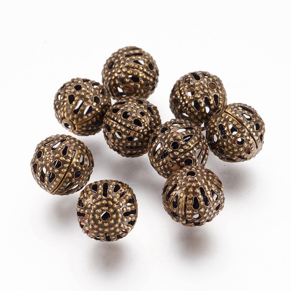 25pc Bronze Filigree Round Beads 8mm