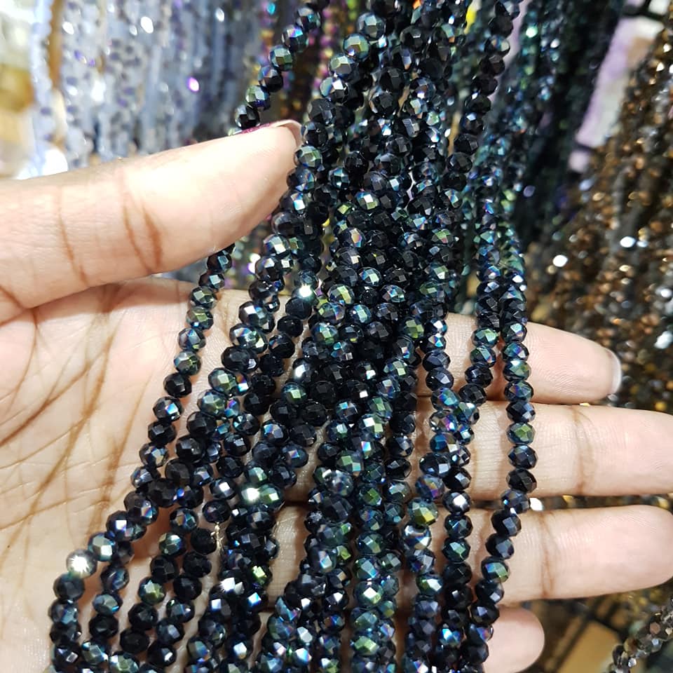 Black Electroplate Crystal Rondelles Approx 148 beads
