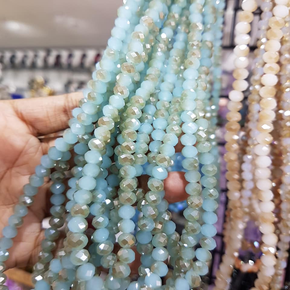Dual Blue Crystal Rondelles Approx 100 beads