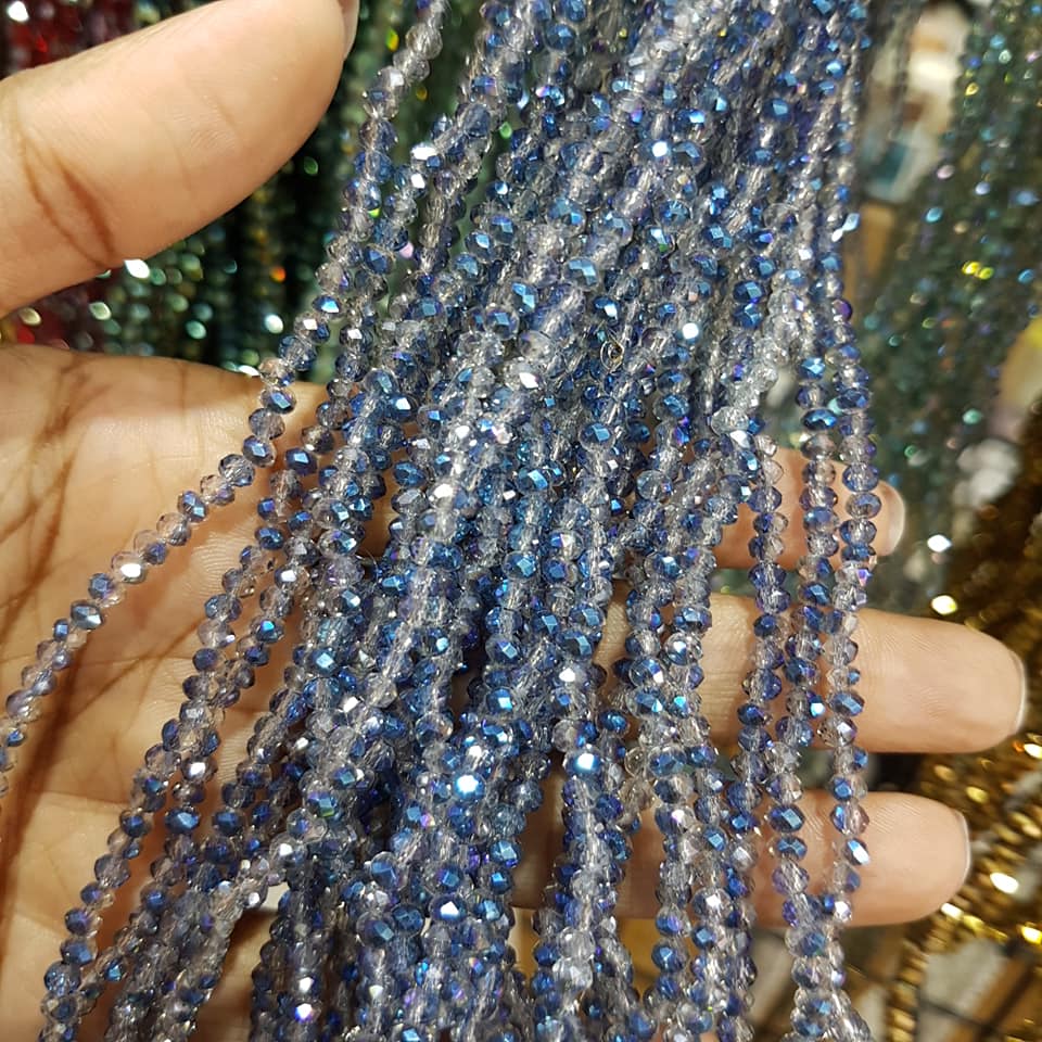 Dual Coloured Blue Crystal Rondelles Approx 152 beads