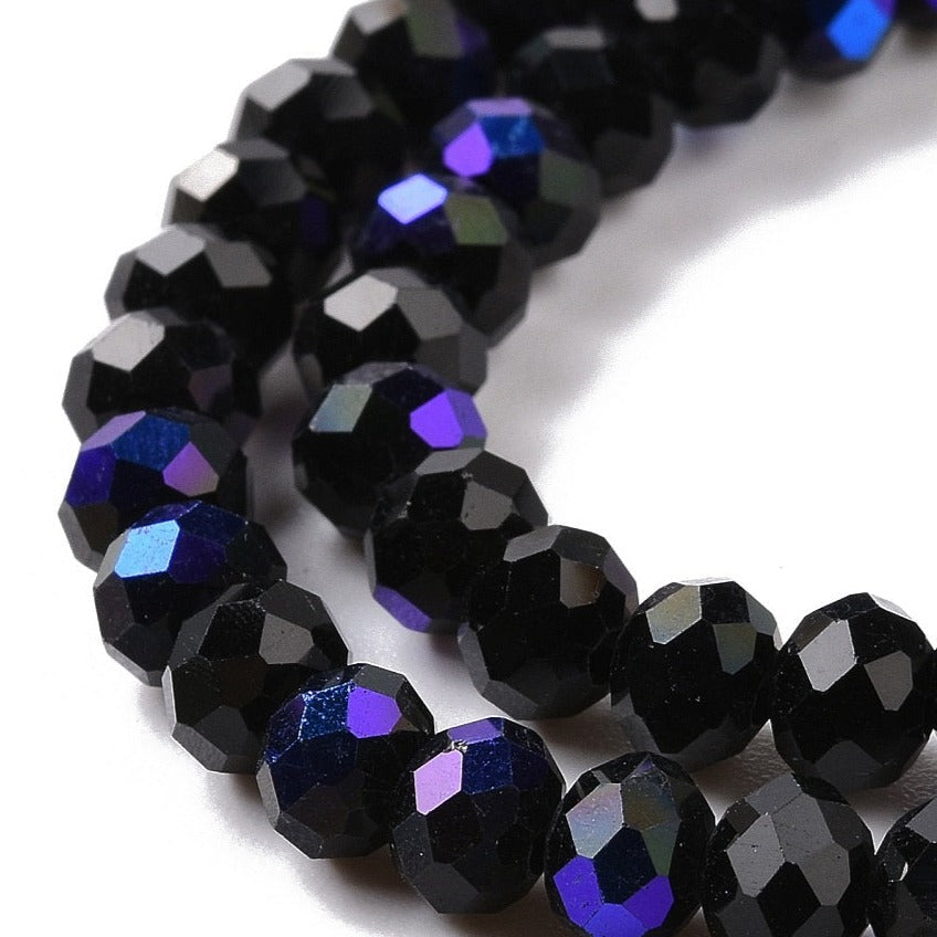 Black Electroplated Crystal Rondelle Beads Approx 123 beads