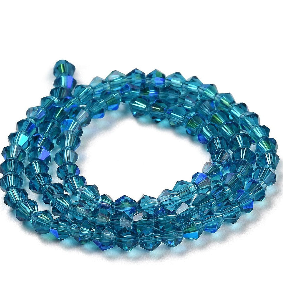 Blue Electroplated Crystal Bicone Beads