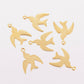 10pc Stainless Steel Gold Swallow Charms
