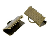 10pc 13mm Bronze Ribbon End Crimps