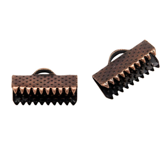 CLEARANCE! 10pc 13mm Copper Ribbon End Crimps