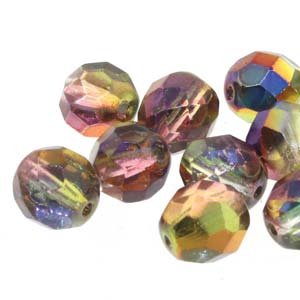 6mm Czech Fire Polish Magic Red Yellow Beads