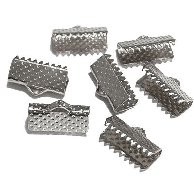 10pc 13mm Gunmetal Black Ribbon End Crimps