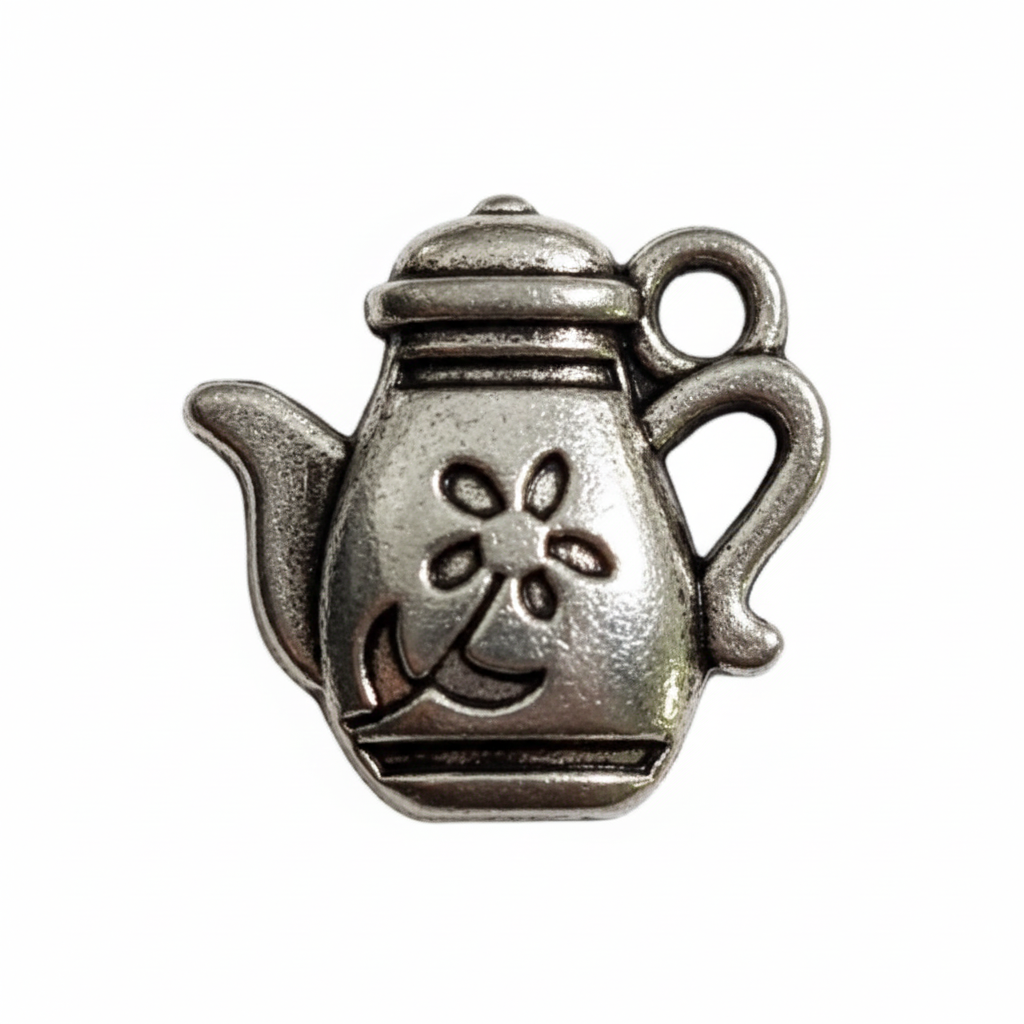 10pc Small Teapot Charm With Flower