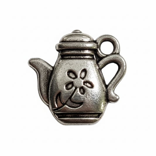 10pc Small Teapot Charm With Flower