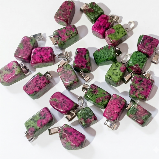 Ruby Zoisite Nugget Pendant with Bail