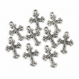 10pc Small Silver Cross Charm Pendants