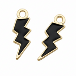 4pc Gold Black Enamel Lightning Bolt Charms