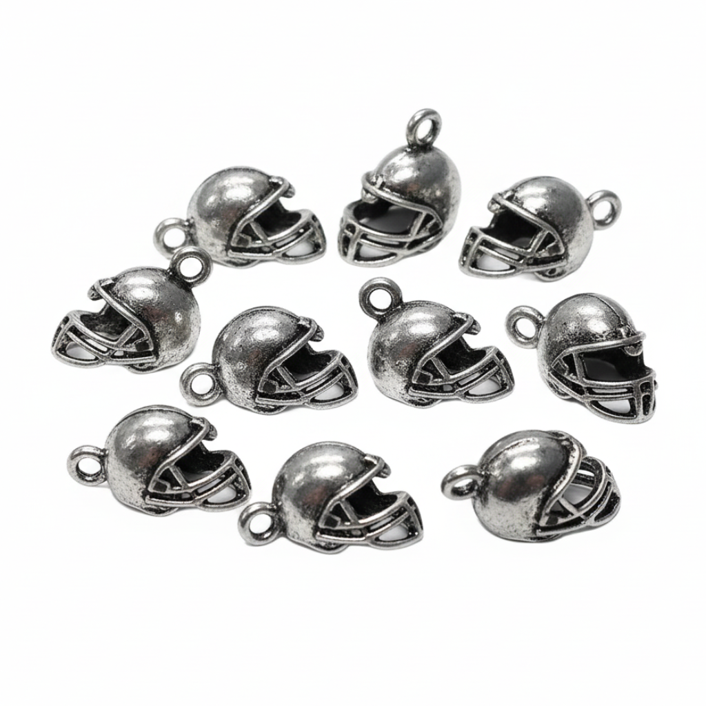 10pc Silver American Football Helmet Charms