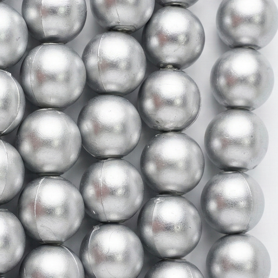 10mm Silver Round Acrylic Beads