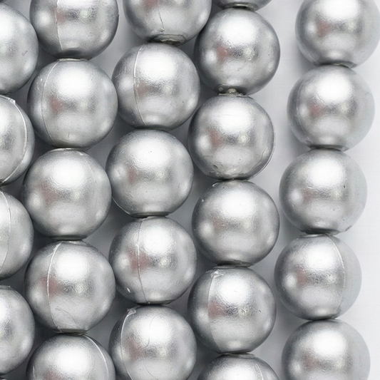 10mm Silver Round Acrylic Beads