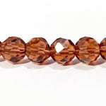 6mm Faceted Brown Round Glass Beads