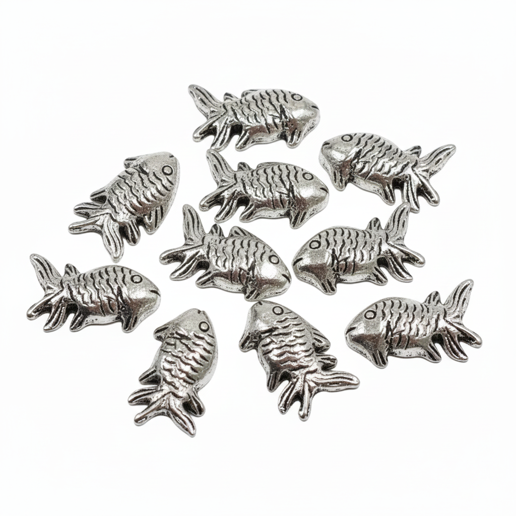 10pc Solid Striped Fish Pendants