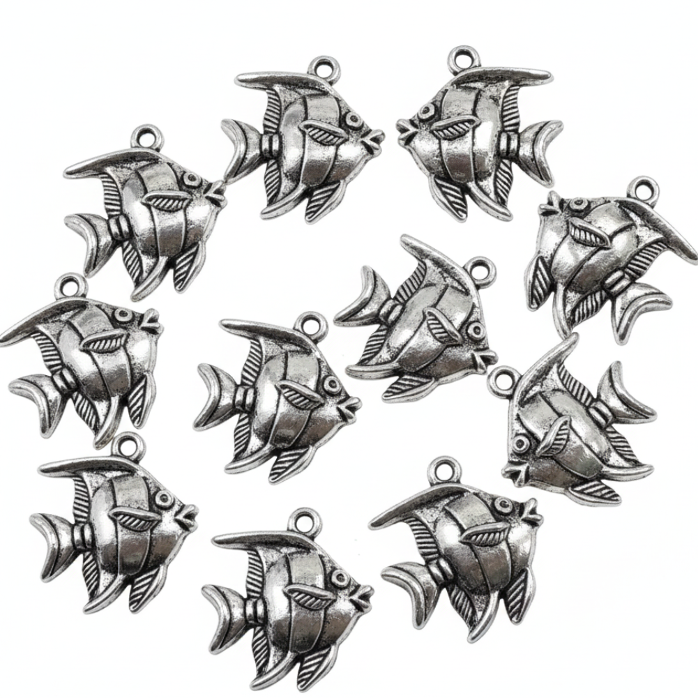 10pc Large Stripy Fish Charms