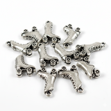10pc Silver Roller Skates Charms