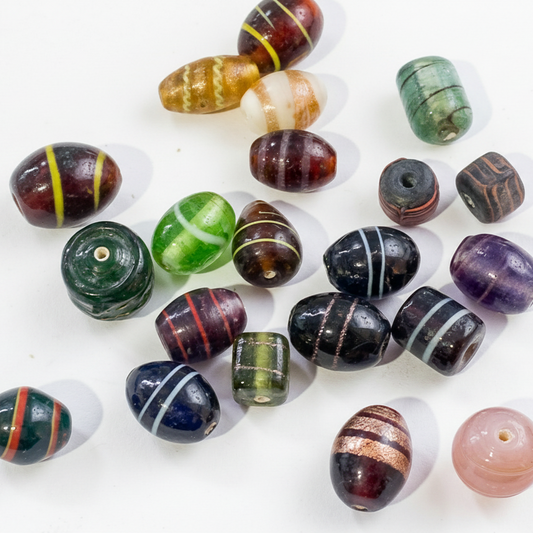 100g Mixed Stripey Lampwork Beads