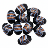 10pc Black, Gold & White Lampwork Beads