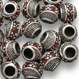 1pc Burnt Orange European Rhinestone Barrel Bead