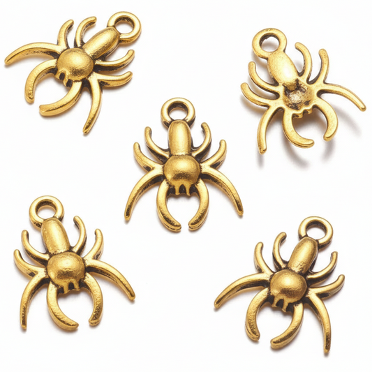 10pc Gold Spider Charms