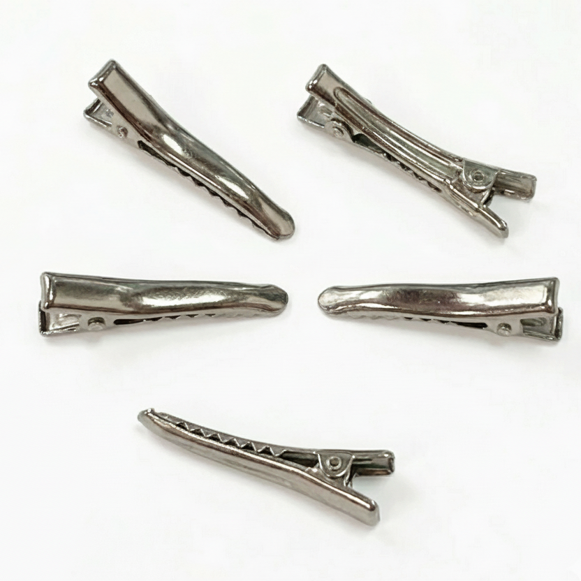 5pc Large Silver Alligator Hair Clips