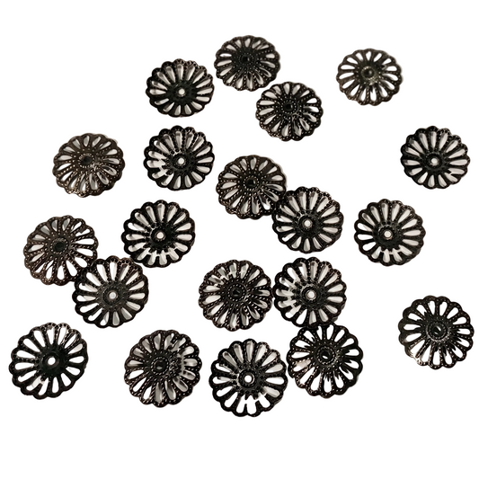 20pc 15mm Gunmetal Black Bead Caps