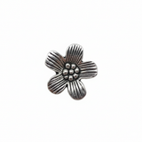 Silver Flower Charm With Stripy Petals