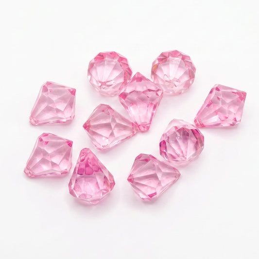 10pc Dark Pink Acrylic Diamond Beads