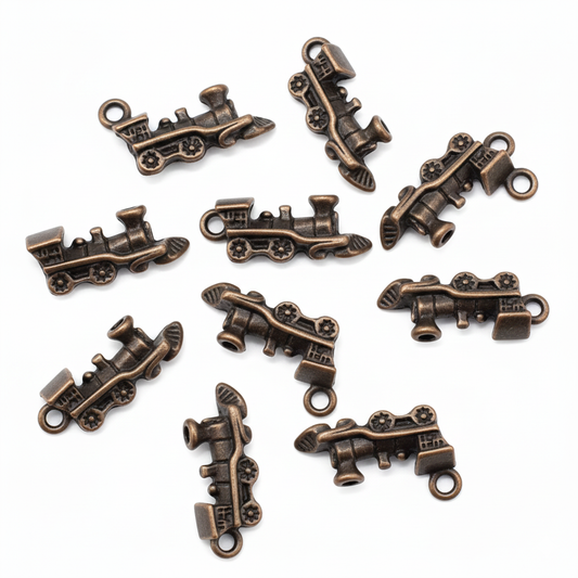 10pc Copper Train Charms